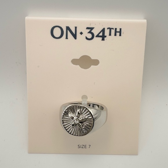 NWT On 34th Silver Starfish Signet Ring Rhodium Plated Coastal Beach Size 7 - Picture 3 of 5